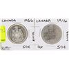 Image 1 : LOT W/ 1966 & 1916 CANADIAN 50 CENT COINS