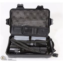 NEW TACTICAL FLASHLIGHT SET IN HARD CARRY CASE
