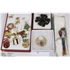 Image 1 : LOT W/ ASSORTED LARGE PINS AND BOX W/ CHRISTMAS