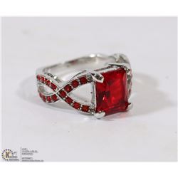 SILVER PLATED SYNTHETIC SAPPHIRE & CUBIC