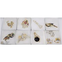 LOT OF 10 DECORATIVE PINS/BROACHES