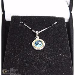 #13  GENUINE SKY BLUE TOPAZ PENDANT & NECKLACE