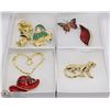 Image 1 : LOT OF 8 ASSORTED BROACHES INCL RED HAT PIN,