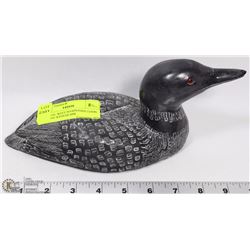ORIGINAL WOLF SOAPSTONE LOON CARVING WITH GLASS