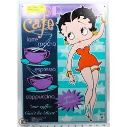 1999 BOOP CAFE METAL ADVERTISING SIGN 12"X17"