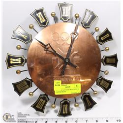 OLYMPIC SOUVENIR WALL CLOCK COPPER/BRASS