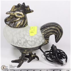 ROOSTER GLASS AND METAL LAMP