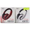 Image 1 : 2 VORTEX STEREO HEADPHONES  RED AND WHITE