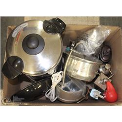 BOX W/ COFFEE WARMER, ASSORTED SOAP DISPENSERS