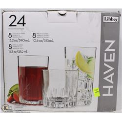 LIBBEYS 24PC GLASSWARE SET 1 MISSING