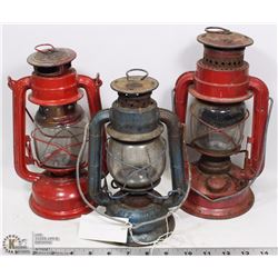 3 COLLECTIBLE LAMPS (2 RED & 1 BLUE)