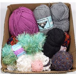 BOX W/KNITTING & CROCHET SUPPLIES