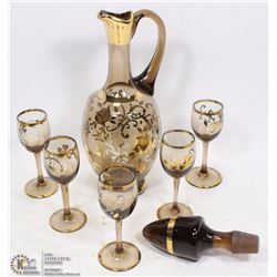 #23-VINTAGE LIQUOR DECANTER AND GLASSES