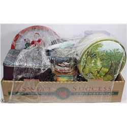 #13-BOX OF ASSORTED TINS/PONDEROSA RANCH TIN