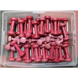 TOTE FULL OF PERSONAL DUMBBELLS INCL 31-2LB &