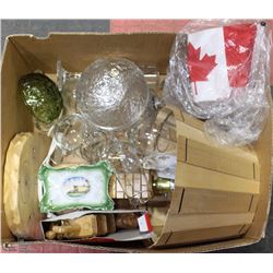 #40-HAND CARVED WOODEN LAMP AND GLASSWARE