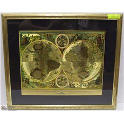 FOIL MAP FRAMED PICTURE 26"X22"