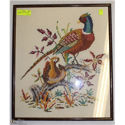 HAND EMBROIDERED PHEASANT PICTURE
