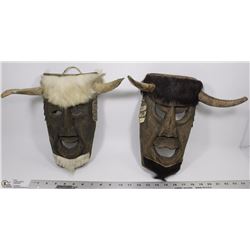 SET OF 2 HANDCARVED HANGING WOODEN