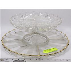 LOT OF 3 GLASS TRAYS