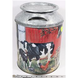 184) 20LITER COLOURED TIN VINTAGE LOOK