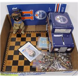 BOX W/OILER'S COLLECTIBLES INCL. GRETZKY