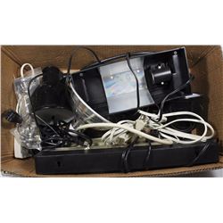 BOX W/EXTENSION CORDS, POWER BARS &
