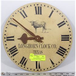 HAND CRAFTED METAL LONGHORN CLOCK CO. TEXAS SIGNED