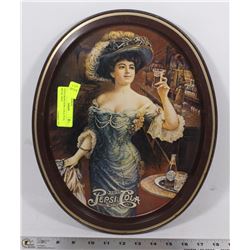 1970'S DRINK PEPSI- COLA OVAL METAL TRAY