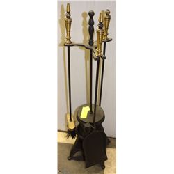 VINTAGE CAST IRON STOVE FIRE PLACE SET