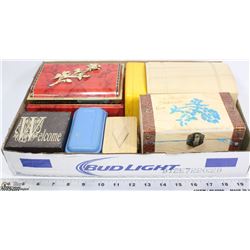 FLAT OF JEWELRY AND STORAGE BOXES