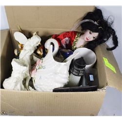 LARGE BOX OF ASSORTED VINTAGE GLASS  AND ANGLE