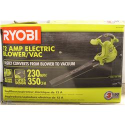 RYOBI 12 AMP ELECTRIC BLOWER TO VACUUM (UNUSED)
