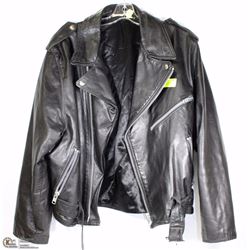MEN'S LEATHER MOTORCYCLE JACKET SIZE 46 MADE IN