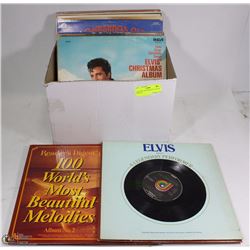 BOX OF 20+ RECORDS INCL ELVIS & BEATLES
