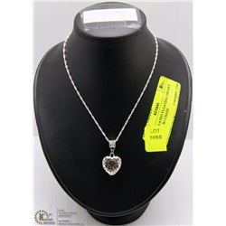 SILVER PLATED FLOATING HEART PENDANT W/ CHAIN