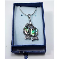 #8 - TWIN ABALONE FISH PENDANT ON 16" CHAIN