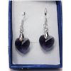 Image 1 : #20 - AMETHYST CRYSTAL GLASS HEART EARRING