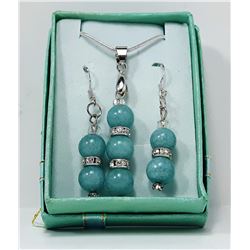 #18 - NATURAL AQUAMARINE PENDANT & EARRINGS