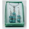 Image 1 : #18 - NATURAL AQUAMARINE PENDANT & EARRINGS
