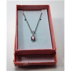 #9 - PINK & WHITE CZ CRYSTAL PENDANT ON CHAIN
