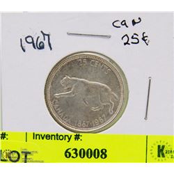 1967 CANADIAN 25 CENT COIN