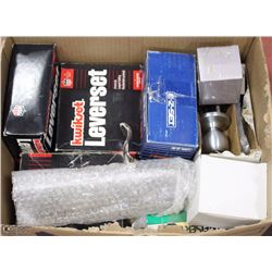 BOX OF NEW MISC DOOR HANDLES AND LOCKS