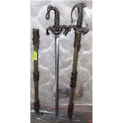 LOT OF 2 SWORDS W/ SHEATHS AND DRAGON HILTS