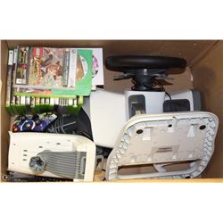 BOX OF XBOX 360 GAMES, CONTROLLERS AND ACCESSORIES