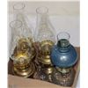 Image 1 : LOT OF 5 BRASS/CUT GLASS OIL LAMPS