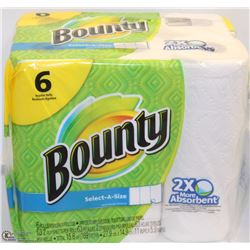 6 REGULAR ROLLS BOUNTY SELECT A SIZE PAPER TOWEL