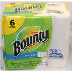 6 REGULAR ROLLS BOUNTY SELECT A SIZE PAPER TOWEL