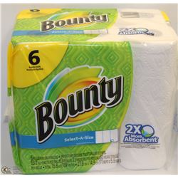 6 REGULAR ROLLS BOUNTY SELECT A SIZE PAPER TOWEL
