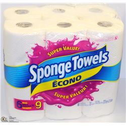 6 ROLLS SPONGE TOWELS ECONO PAPER TOWELS